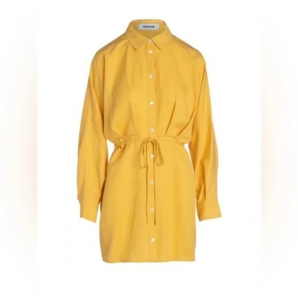 Thakoon NEW Shirt Mini Dress Button Down Long Sleeve Yellow Size 2 - Picture 1 of 5